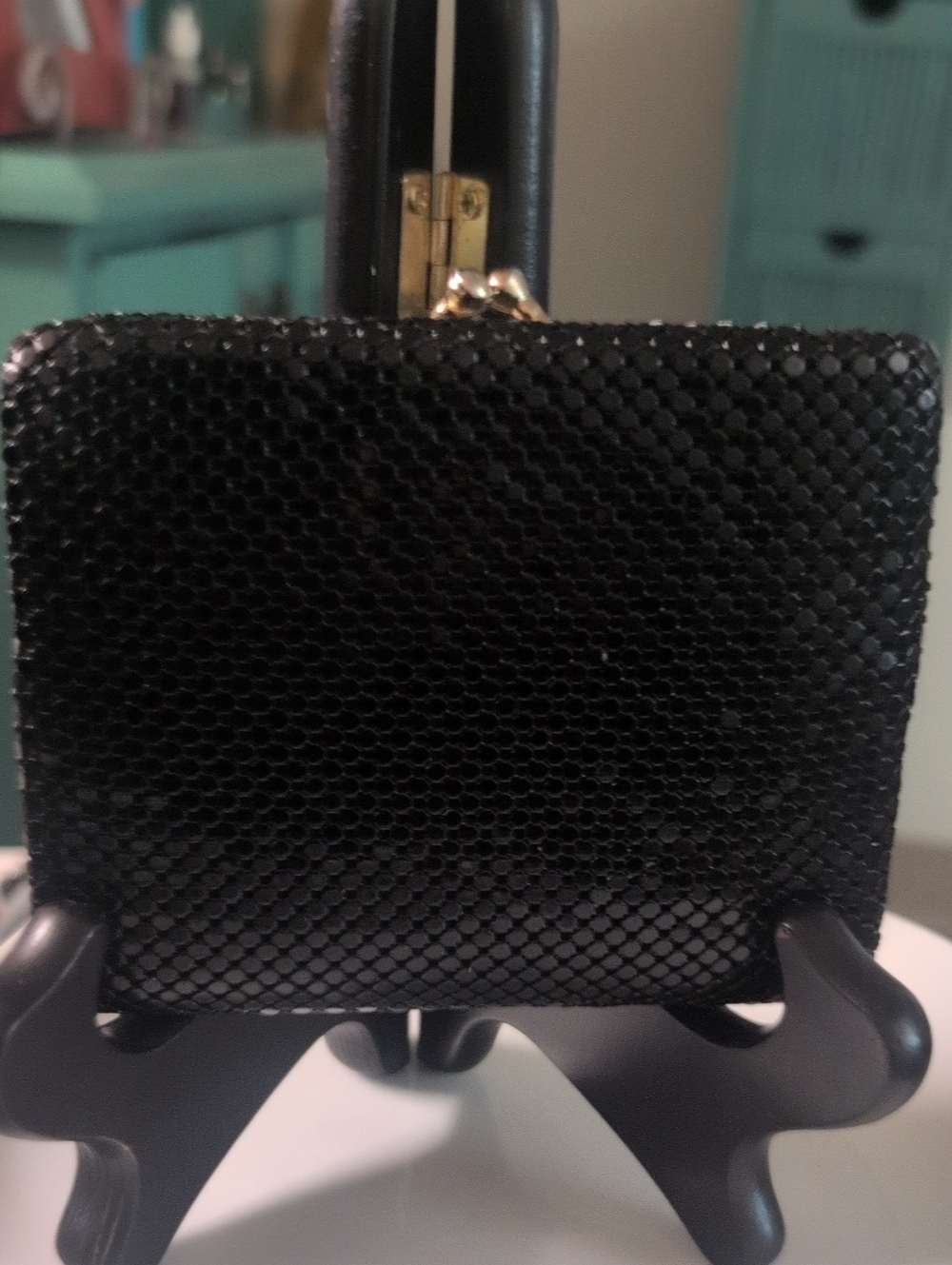 VTG Black Metal  Y&S Multi Fold Wallet And Change Purse